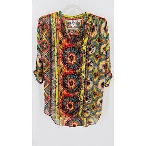 Ivy Jane Sheer Tunic Twist & Shout Boho Peasant Half Sleeve Size XS